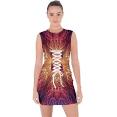 Fractal Abstract Artistic Lace Up Front Bodycon Dress