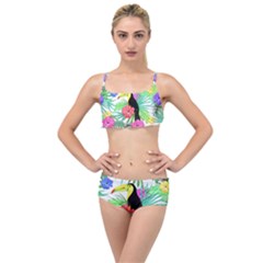 Sheets Tropical Nature Green Plant Layered Top Bikini Set
