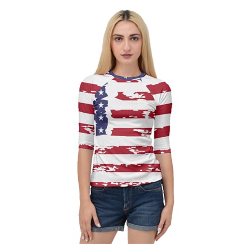 America Unite Stated Red Background Us Flags Quarter Sleeve Raglan Tee by Jancukart