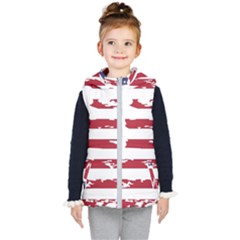 America Unite Stated Red Background Us Flags Kids  Hooded Puffer Vest by Jancukart
