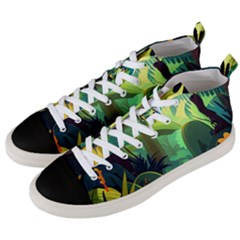 Jungle Rainforest Tropical Forest Jungle Scene Men s Mid-top Canvas Sneakers