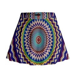 Kaleidoscope Geometric Circles Mandala Pattern Mini Flare Skirt