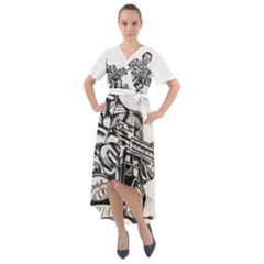 Scarface Movie Traditional Tattoo Front Wrap High Low Dress by tradlinestyle