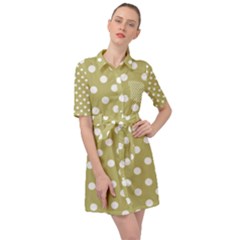 Lime Green Polka Dots Belted Shirt Dress by GardenOfOphir