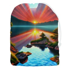 Sunset Over A Lake Drawstring Pouch (3xl) by GardenOfOphir