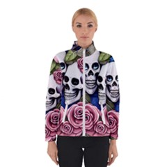 Skulls And Flowers Women s Bomber Jacket by GardenOfOphir
