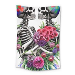 Gothic Floral Skeletons Small Tapestry by GardenOfOphir