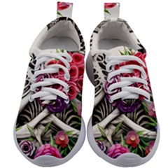 Gothic Floral Skeletons Kids Athletic Shoes by GardenOfOphir