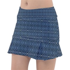 Blue Diamonds Motif Fancy Pattern Design Classic Tennis Skirt by dflcprintsclothing