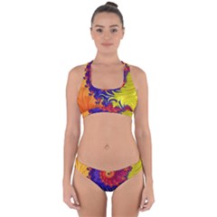 Fractal Spiral Bright Colors Cross Back Hipster Bikini Set