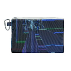 Screen Glitch Broken  Crack  Fracture  Glass Pattern Canvas Cosmetic Bag (large)