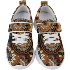 Bohemian Flair In Blue And Earthtones Kids  Velcro Strap Shoes