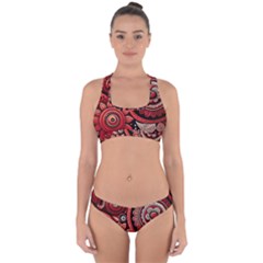 Bohemian Vibes In Vibrant Red Cross Back Hipster Bikini Set by HWDesign