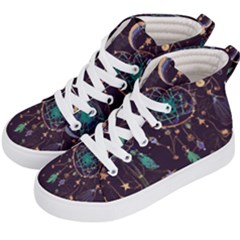 Bohemian  Stars, Moons, And Dreamcatchers Kids  Hi-top Skate Sneakers by HWDesign