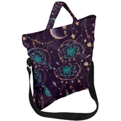 Bohemian  Stars, Moons, And Dreamcatchers Fold Over Handle Tote Bag