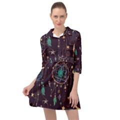 Bohemian  Stars, Moons, And Dreamcatchers Mini Skater Shirt Dress by HWDesign