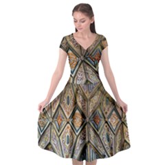 Church Ceiling Mural Architecture Cap Sleeve Wrap Front Dress