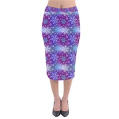 Snow White Blue Purple Tulip Velvet Midi Pencil Skirt by Pakemis