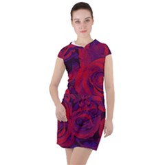Roses Red Purple Flowers Pretty Drawstring Hooded Dress by Ravend