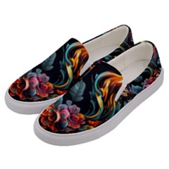 Flowers Flame Abstract Floral Men s Canvas Slip Ons