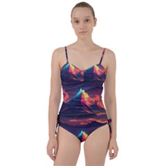 Mountain Sky Color Colorful Night Sweetheart Tankini Set by Ravend