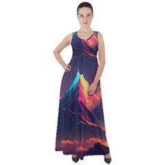 Mountain Sky Color Colorful Night Empire Waist Velour Maxi Dress by Ravend
