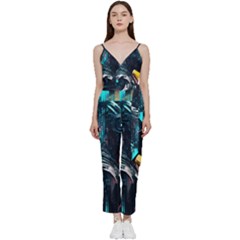 Who Sample Robot Prettyblood V-neck Spaghetti Strap Tie Front Jumpsuit by Ravend