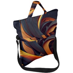 Swirls Abstract Watercolor Colorful Fold Over Handle Tote Bag