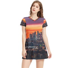 Downtown Skyline Sunset Buildings Women s Sports Skirt by Ravend