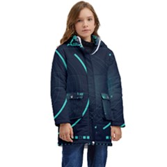 Sci Fi Computer Screen Kid s Hooded Longline Puffer Jacket by Uceng