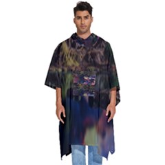 Lake Galaxy Stars Science Fiction Men s Hooded Rain Ponchos by Uceng