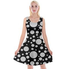 Black Circle Pattern Reversible Velvet Sleeveless Dress by artworkshop