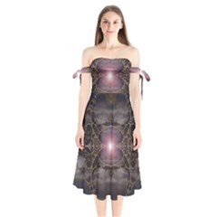 Fantasy Science Fiction Portal Shoulder Tie Bardot Midi Dress by Uceng