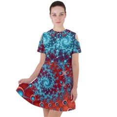 Fractal Pattern Background Short Sleeve Shoulder Cut Out Dress  by Uceng