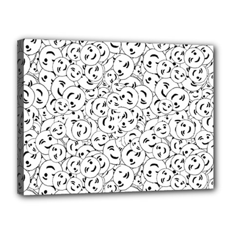 Winking Emoticon Sketchy Drawing Motif Random Pattern Canvas 16  X 12  (stretched) by dflcprintsclothing