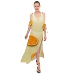 Fruite Orange Maxi Chiffon Cover Up Dress by artworkshop