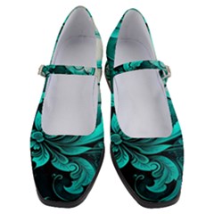 Turquoise Flower Background Women s Mary Jane Shoes by artworkshop