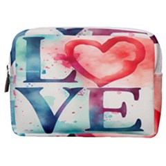 Valentines Day Heart Watercolor Background Make Up Pouch (medium) by artworkshop