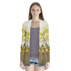 Watercolor Yellow And-white Flower Background Drape Collar Cardigan by artworkshop