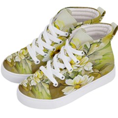 Watercolor Yellow And-white Flower Background Kids  Hi-top Skate Sneakers by artworkshop