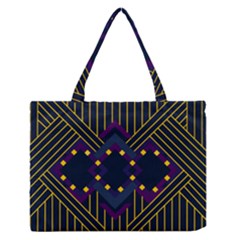 Line Square Pattern Violet Blue Yellow Design Zipper Medium Tote Bag