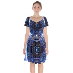 Ai Generated Digital Technology Computer Internet Short Sleeve Bardot Dress
