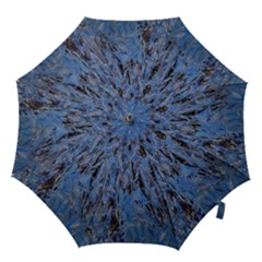 Blue Abstract Texture Print Hook Handle Umbrellas (small) by dflcprintsclothing