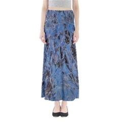 Blue Abstract Texture Print Full Length Maxi Skirt by dflcprintsclothing