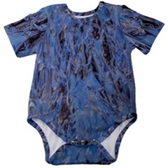 Blue Abstract Texture Print Baby Short Sleeve Bodysuit by dflcprintsclothing