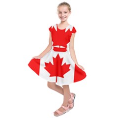Canada Flag Canadian Flag View Kids  Short Sleeve Dress by Ravend
