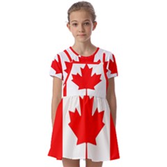 Canada Flag Canadian Flag View Kids  Short Sleeve Pinafore Style Dress by Ravend