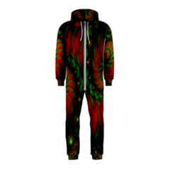 Fractal Green Red Spiral Happiness Vortex Spin Hooded Jumpsuit (kids) by Ravend