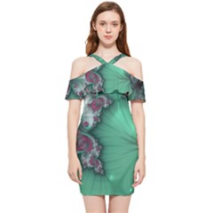Fractal Spiral Template Abstract Background Design Shoulder Frill Bodycon Summer Dress