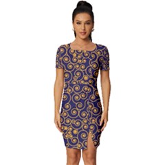 Spiral Pattern Texture Fractal Circle Geometry Fitted Knot Split End Bodycon Dress